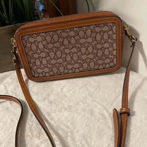 Coach Tan and Brown Signature Crossbody Bag